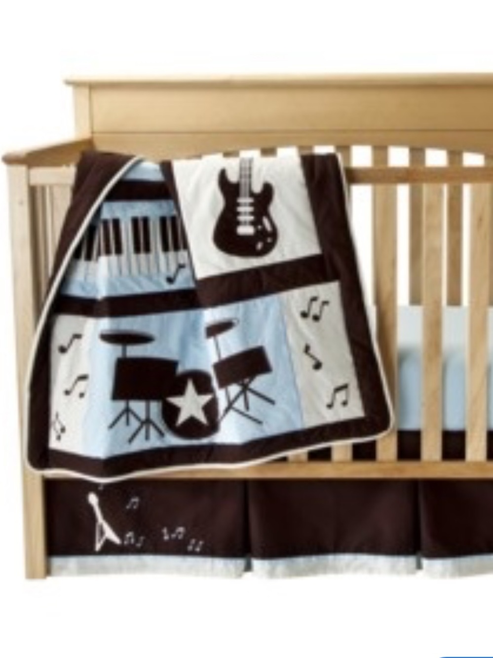 Rock and Roll Music Baby Blanket Brown Blue Play Crib Bedding Toddler Musician